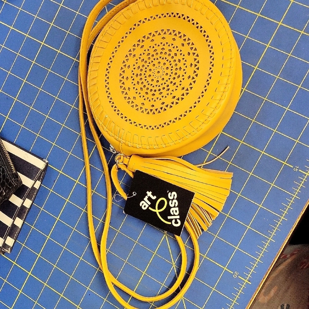 Art Class Yellow Round 7" Crossbody Bag New